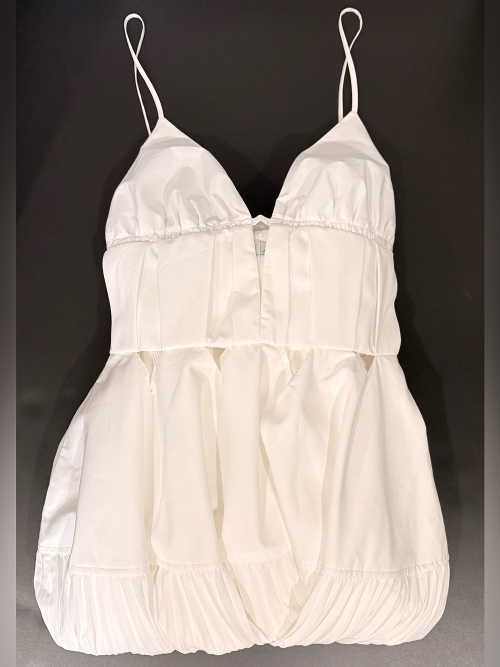 SIMKHAI SELENE PLEATED COTTON CUTOUT MAXI DRESS GOWN White Size 2 - Picture 10 of 13